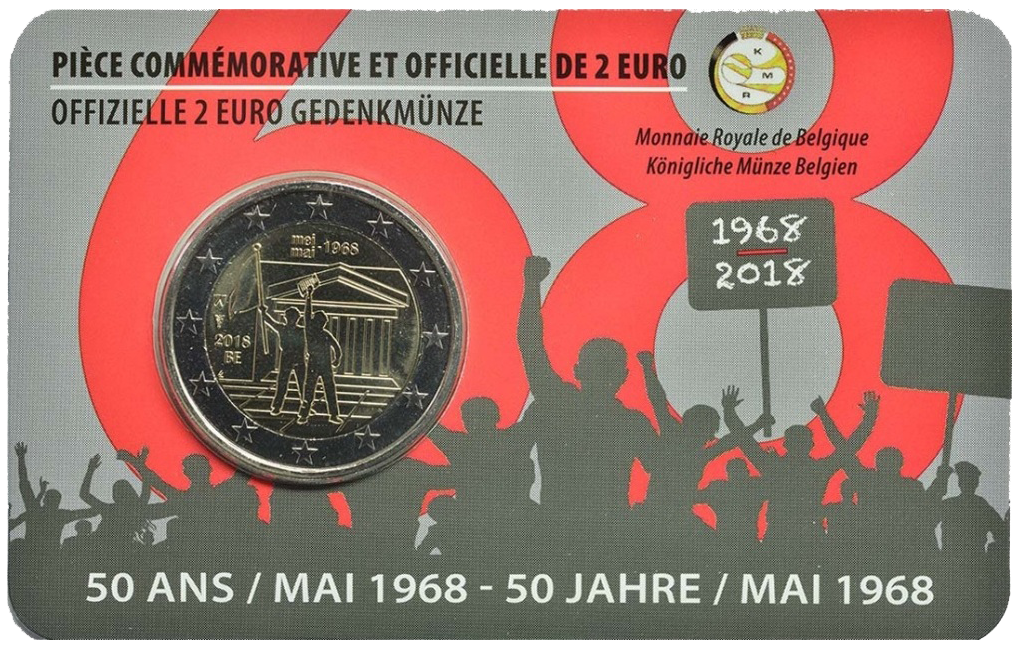 2 euros conmemorativa 50º aniversario de los acontecimientos de mayo del 68 en Bélgica Año 2018
